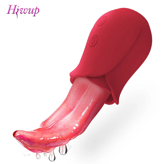 Realistic Licking Tongue Rose Vibrators for Women 10 Speeds